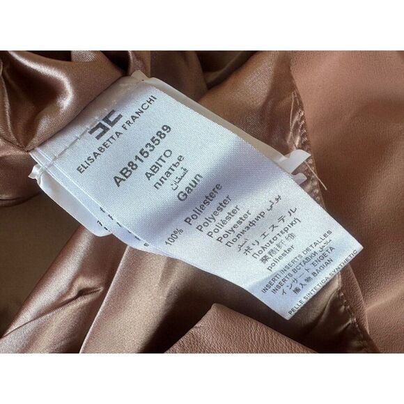 Elisabetta Franchi V-Neck Mini Dress in Beige Women's Size 38 Made in Italy - Picture 8 of 10